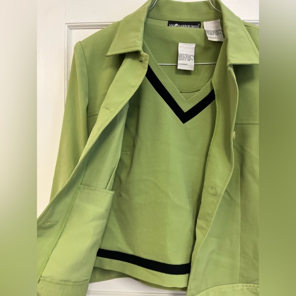 NWT Sag Harbor Lime Green/Black trim Jacket Size Petite 10 with sleeveless top - Picture 2 of 12